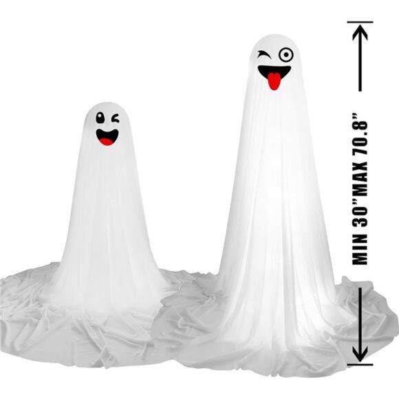 Halloween Ghost Decorations, 2 Pcs Light Up Ghost Kit, Cute Ghost Decoration - Picture 2 of 7